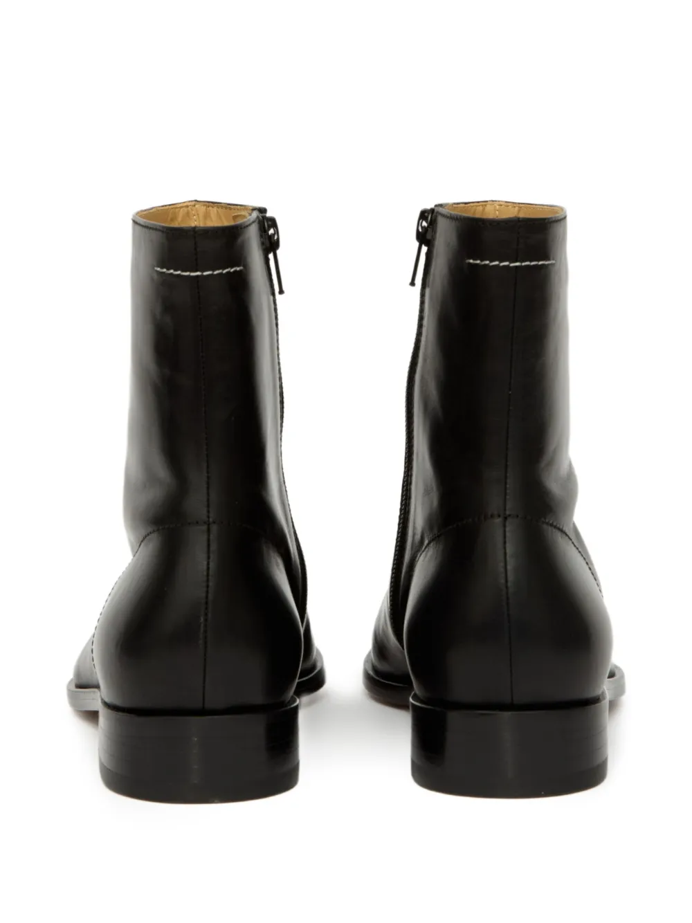 Mm6 Maison Margiela Black Shiny Vegetable Tanned Leather Trunk Boots In Black