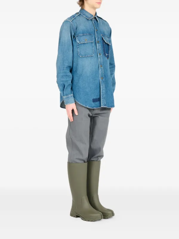Maison Margiela パッチポケット デニムシャツ | ブルー | FARFETCH JP