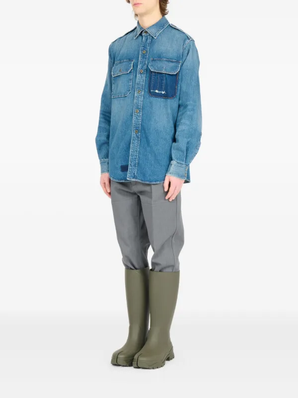 Maison Margiela パッチポケット デニムシャツ | ブルー | FARFETCH JP