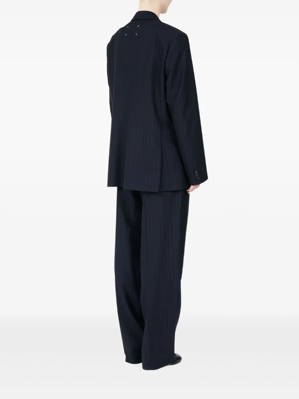 Maison Margiela Blazer met krijtstreep en enkele rij knopen Blauw