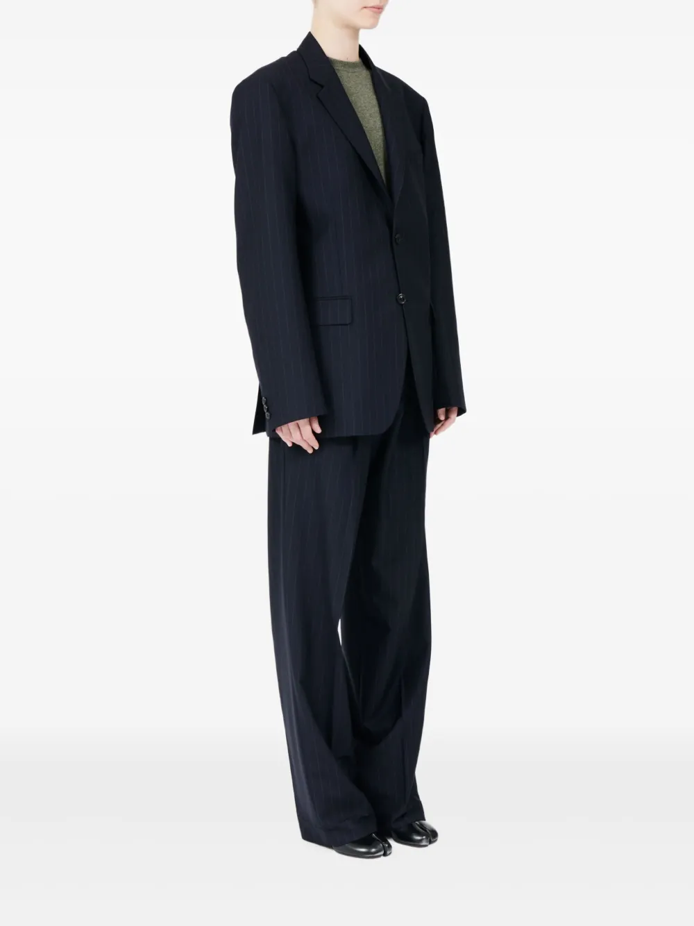 Maison Margiela Blazer met krijtstreep en enkele rij knopen Blauw