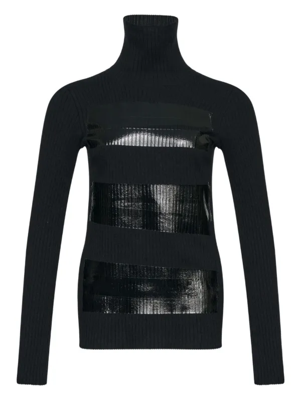 MM6 Maison Margiela Ribbed Turtleneck Sweater in Black