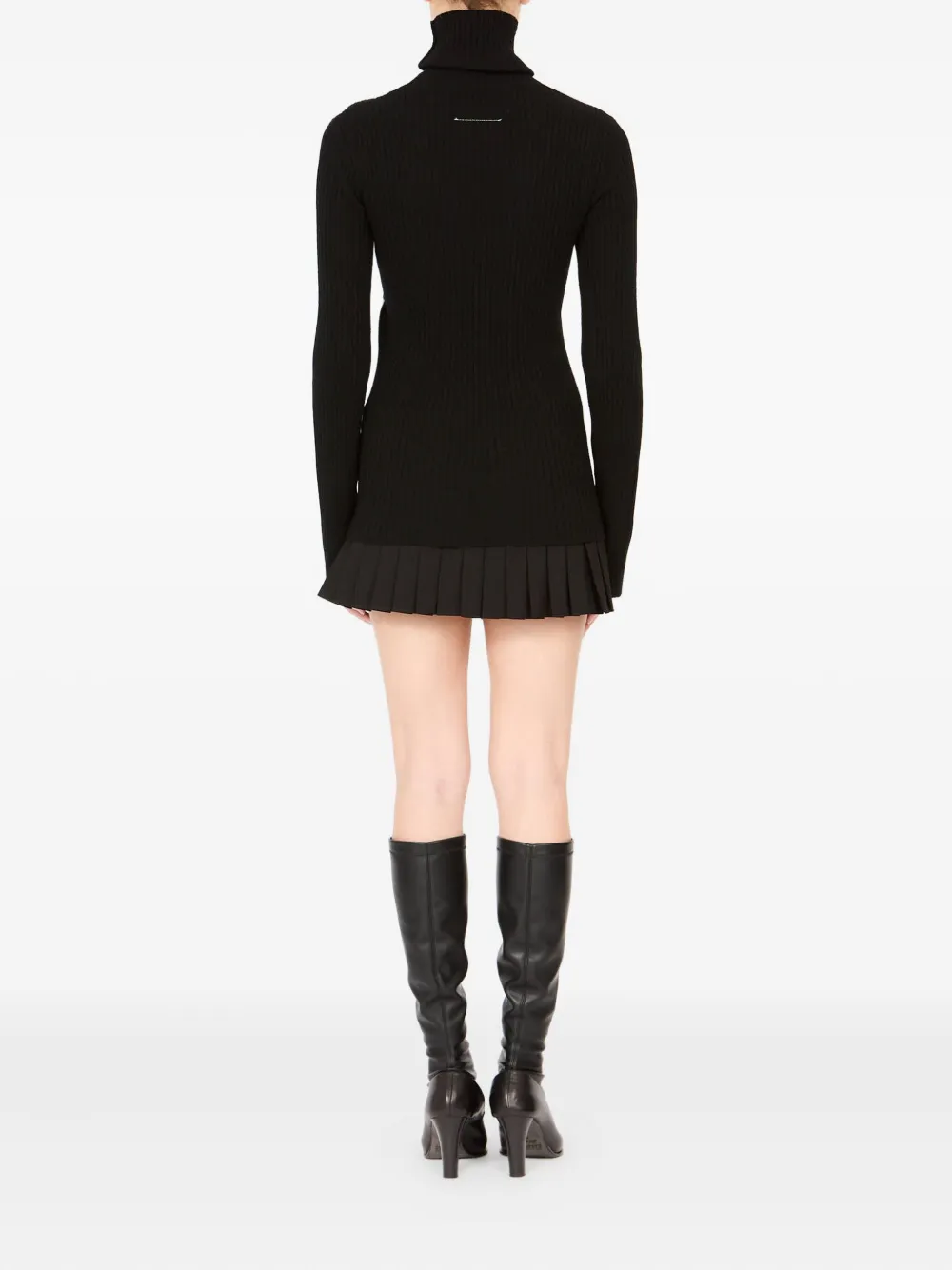 Mm6 Maison Margiela High Neck Turtleneck Sweater With Glossy Panels In Black