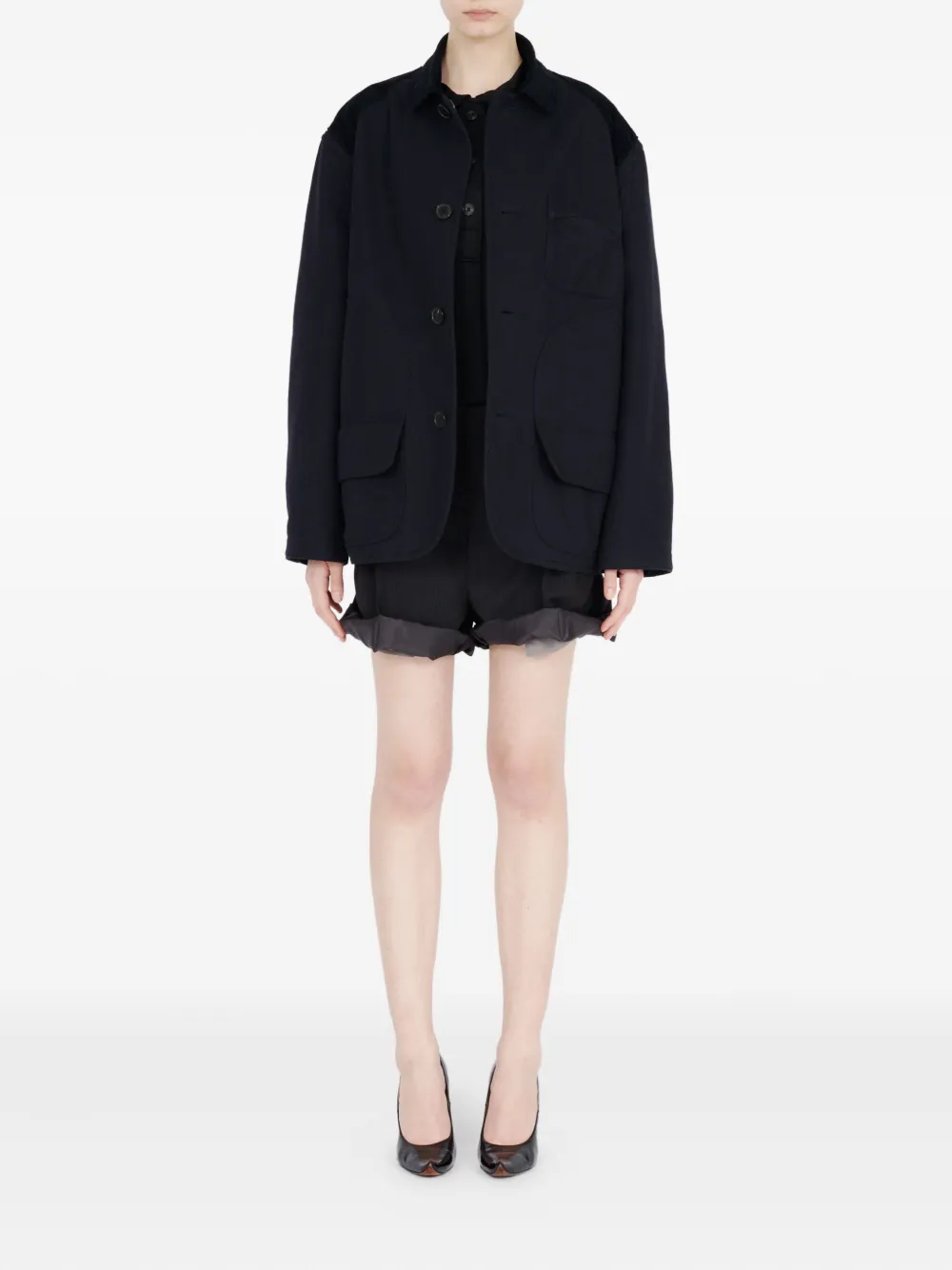 Maison Margiela corduroy-collar overshirt Blauw