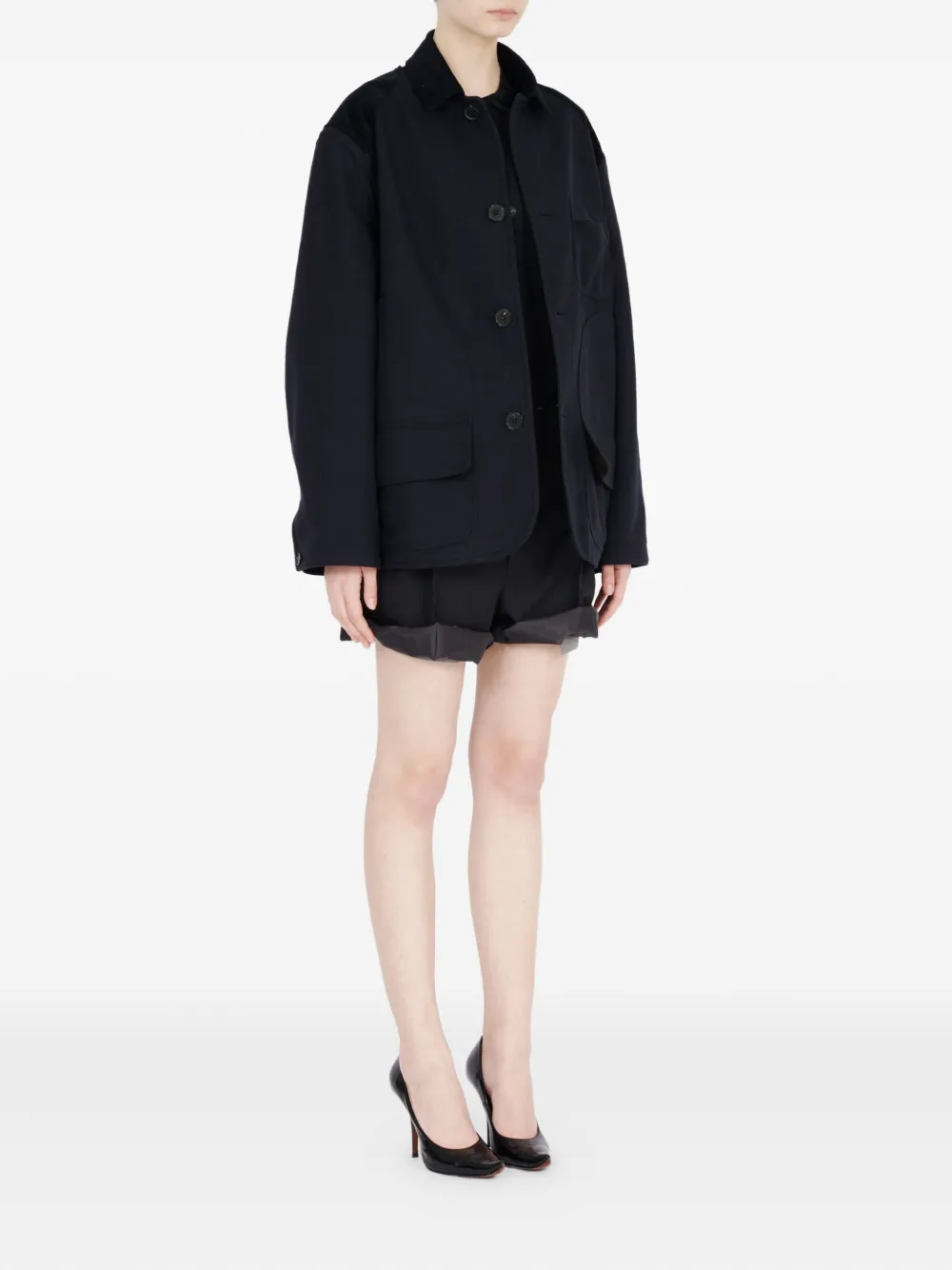 Maison Margiela corduroy-collar overshirt Blauw