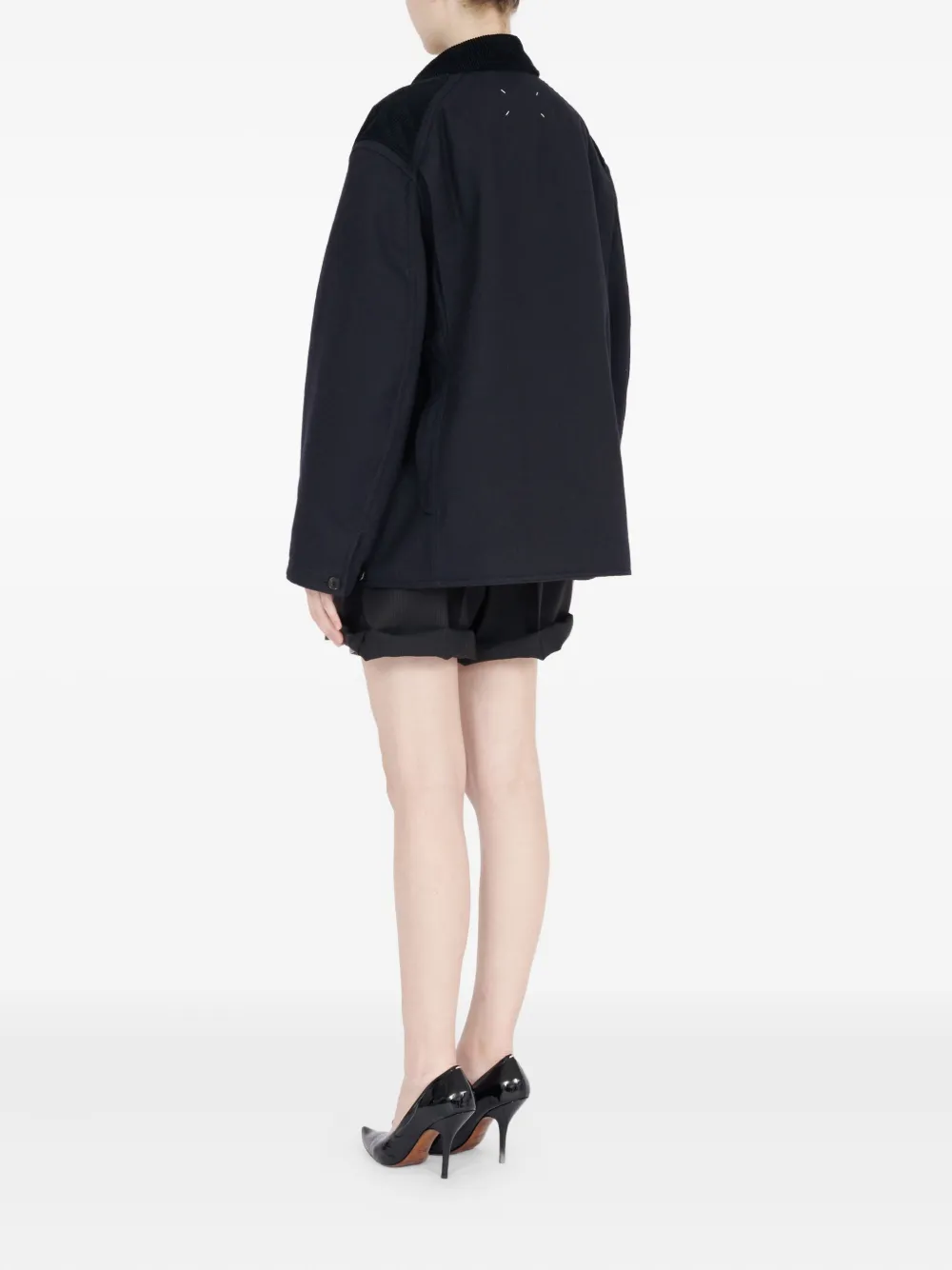 Maison Margiela corduroy-collar overshirt Blauw