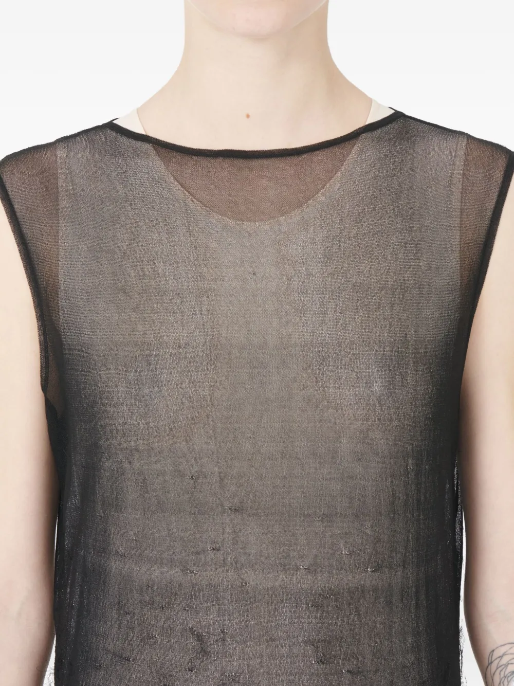 Maison Margiela Mouwloze midi-jurk met doorzichtige top Zwart