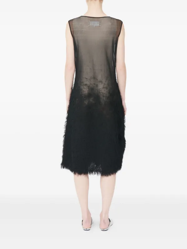 Maison Margiela Sleeveless sheer-top Midi Dress | Black | FARFETCH