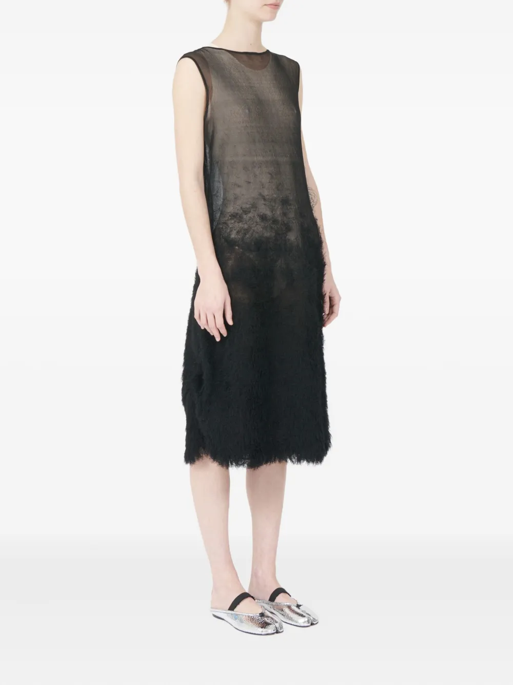 Maison Margiela Mouwloze midi-jurk met doorzichtige top Zwart