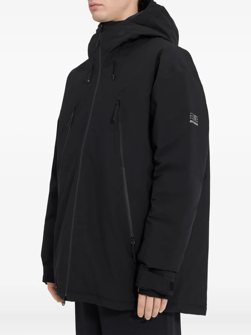 Mm6 Maison Margiela Hooded Zip-front Bomber Jacket In Black