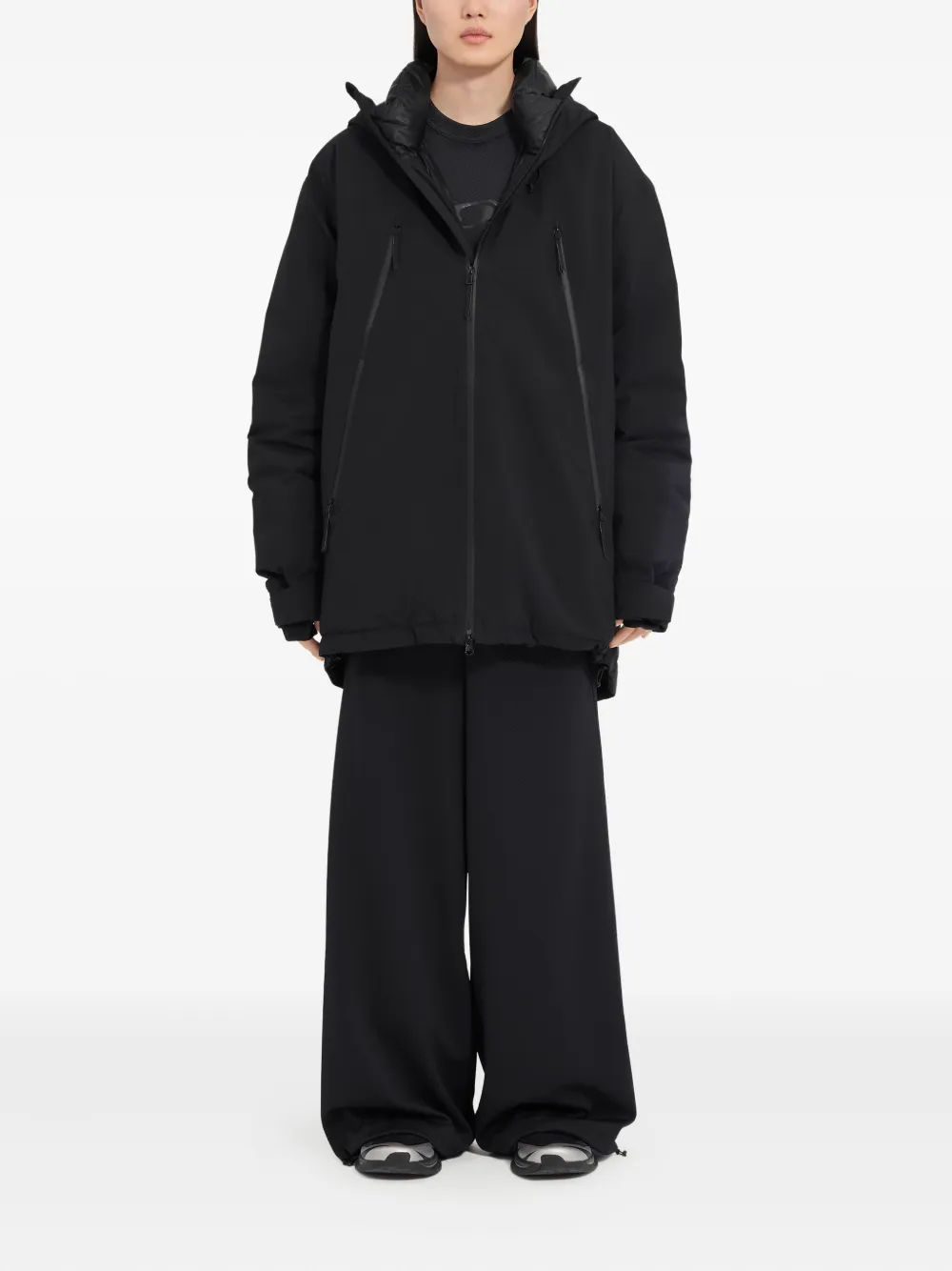 Mm6 Maison Margiela Hooded Zip-front Bomber Jacket In Black