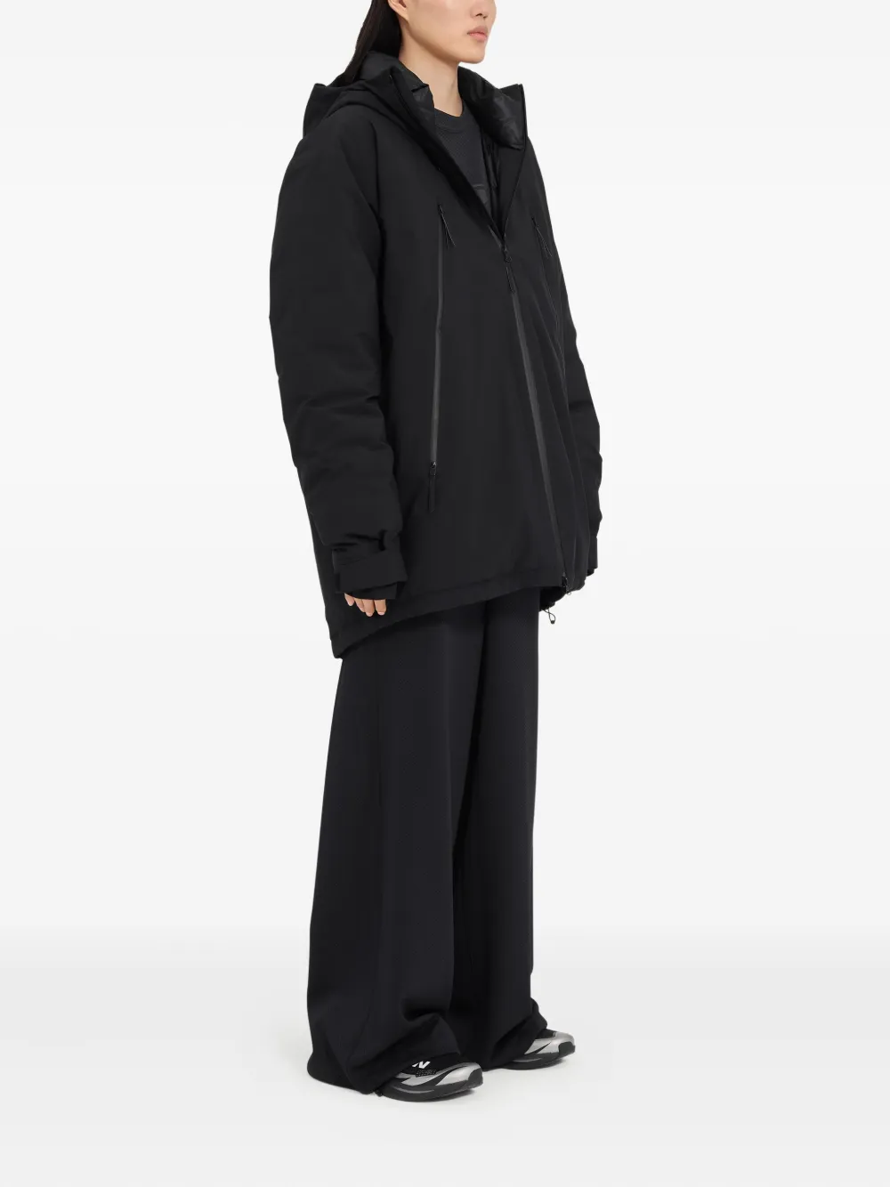 Mm6 Maison Margiela Hooded Zip-front Bomber Jacket In Black