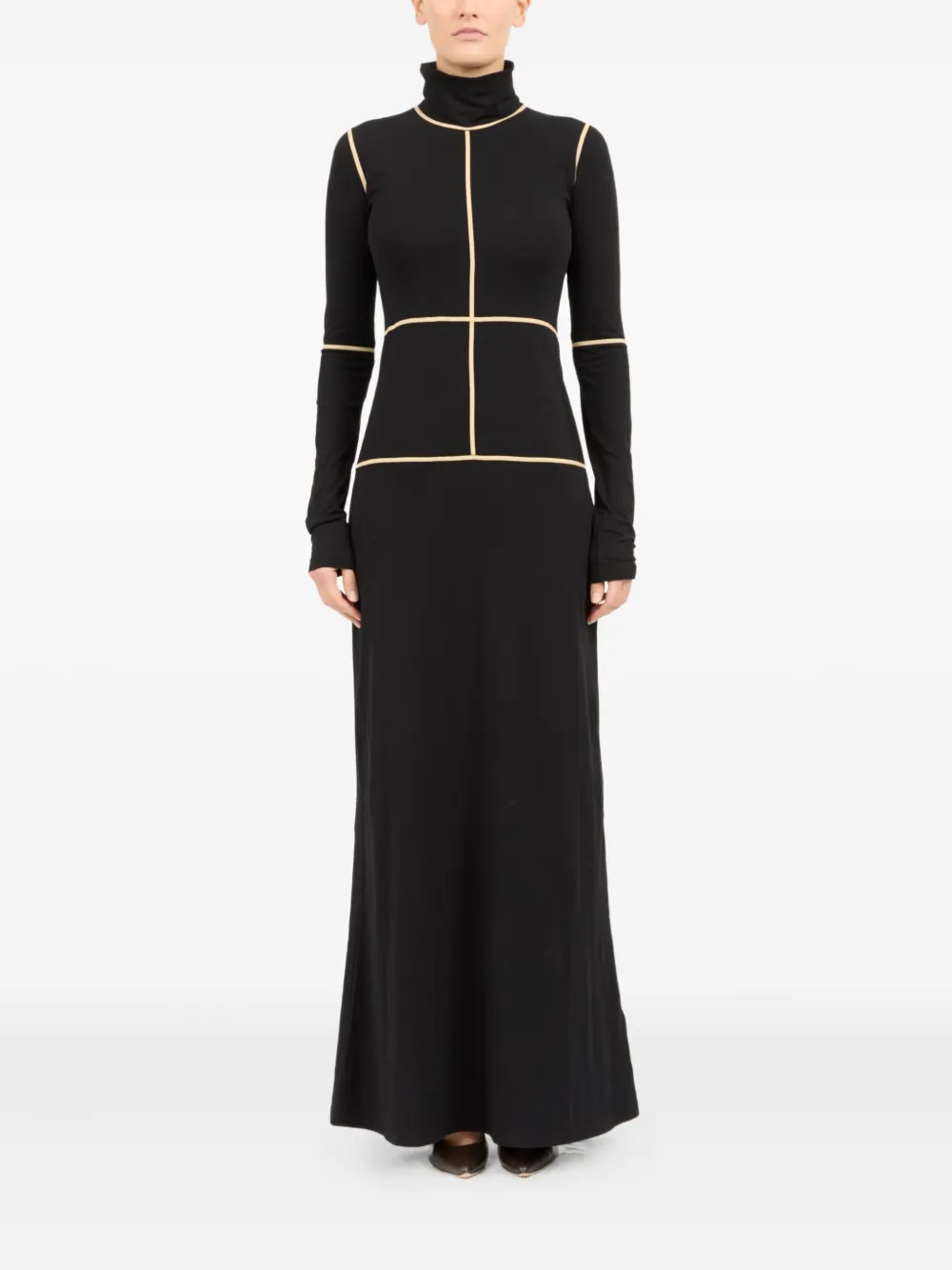 MM6 Maison Margiela panelled turtleneck dress - Zwart