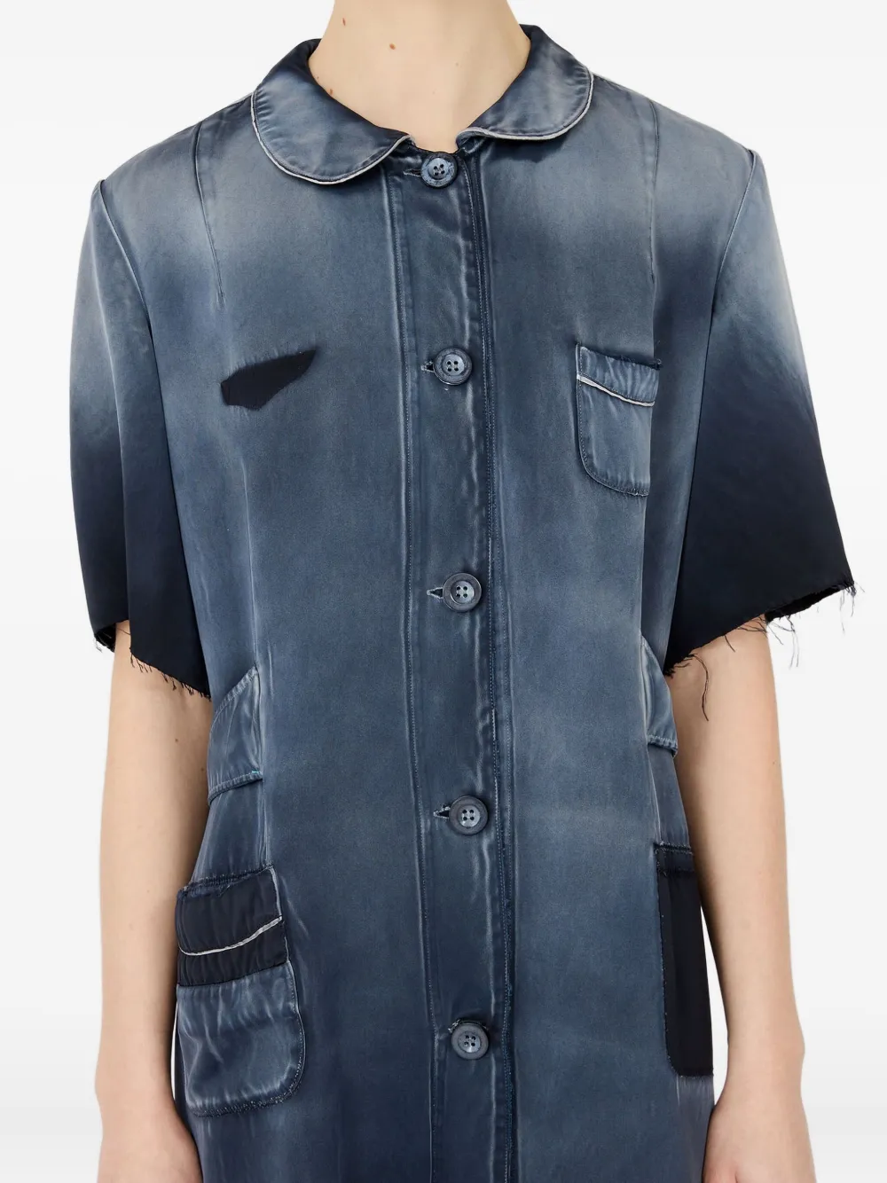 Maison Margiela Button-fastening Midi Dress In Blue