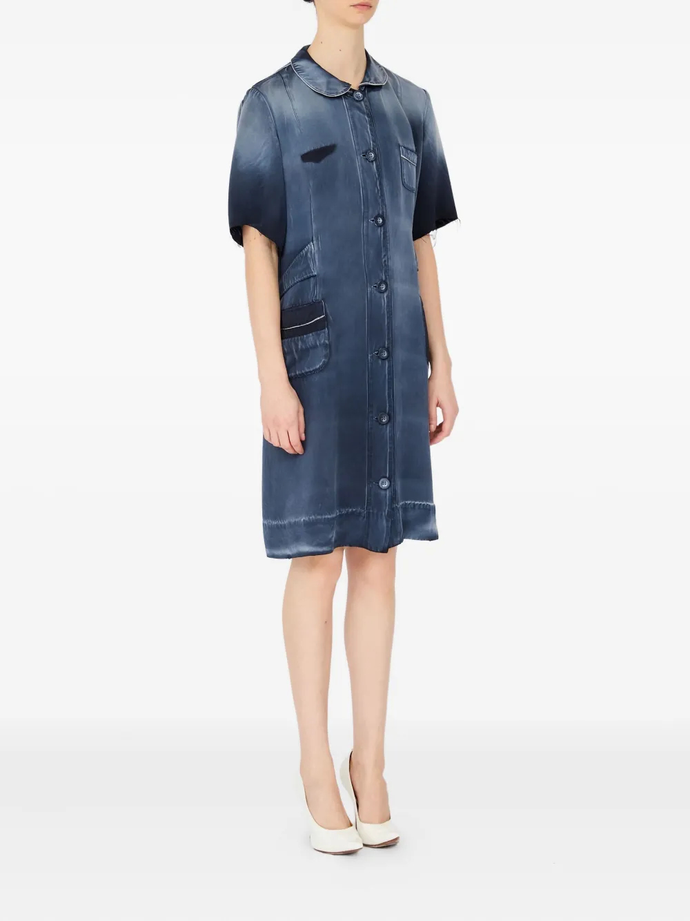 Maison Margiela Button-fastening Midi Dress In Blue