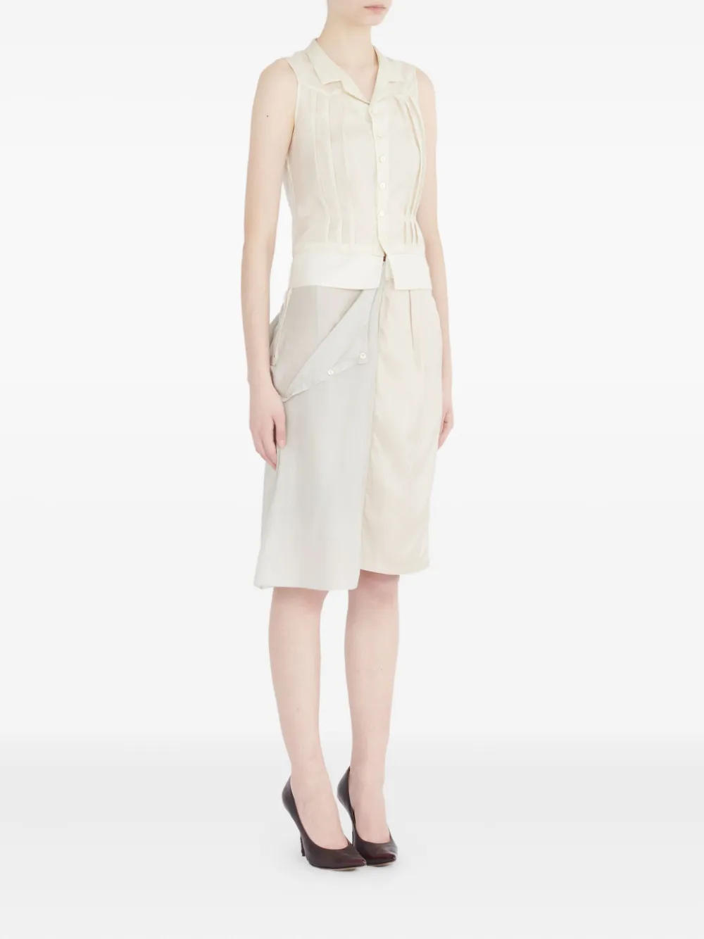 Maison Margiela pleated sleeveless blouse Beige