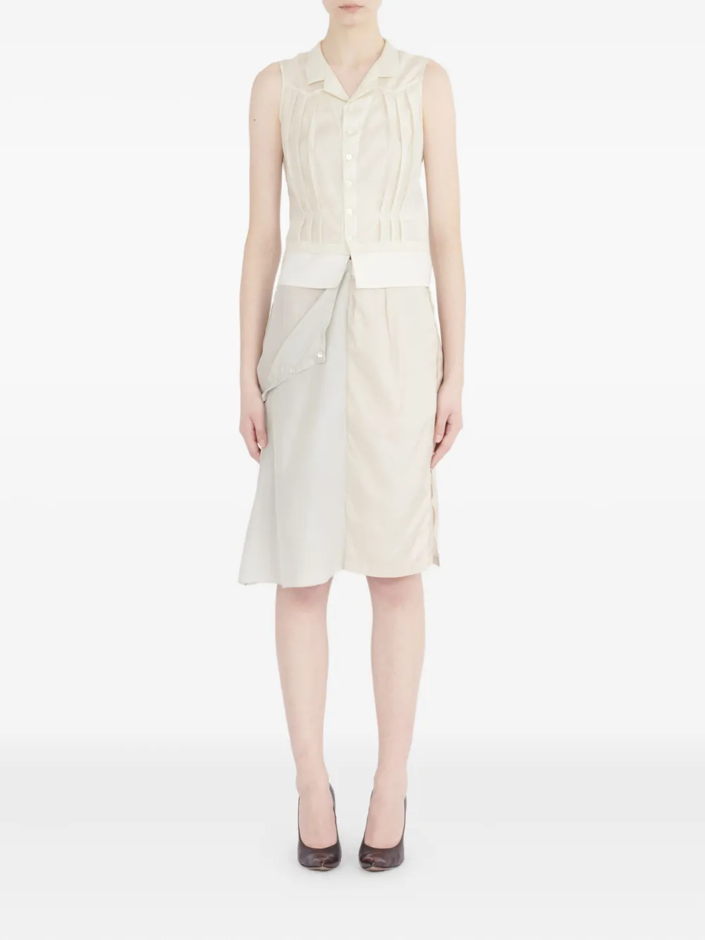 Maison Margiela pleated sleeveless blouse Beige