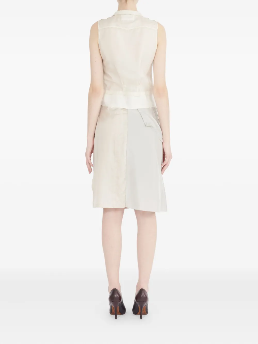 Maison Margiela pleated sleeveless blouse Beige