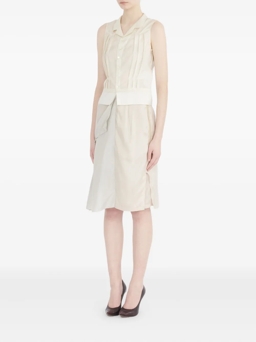 Maison Margiela pleated sleeveless blouse Beige