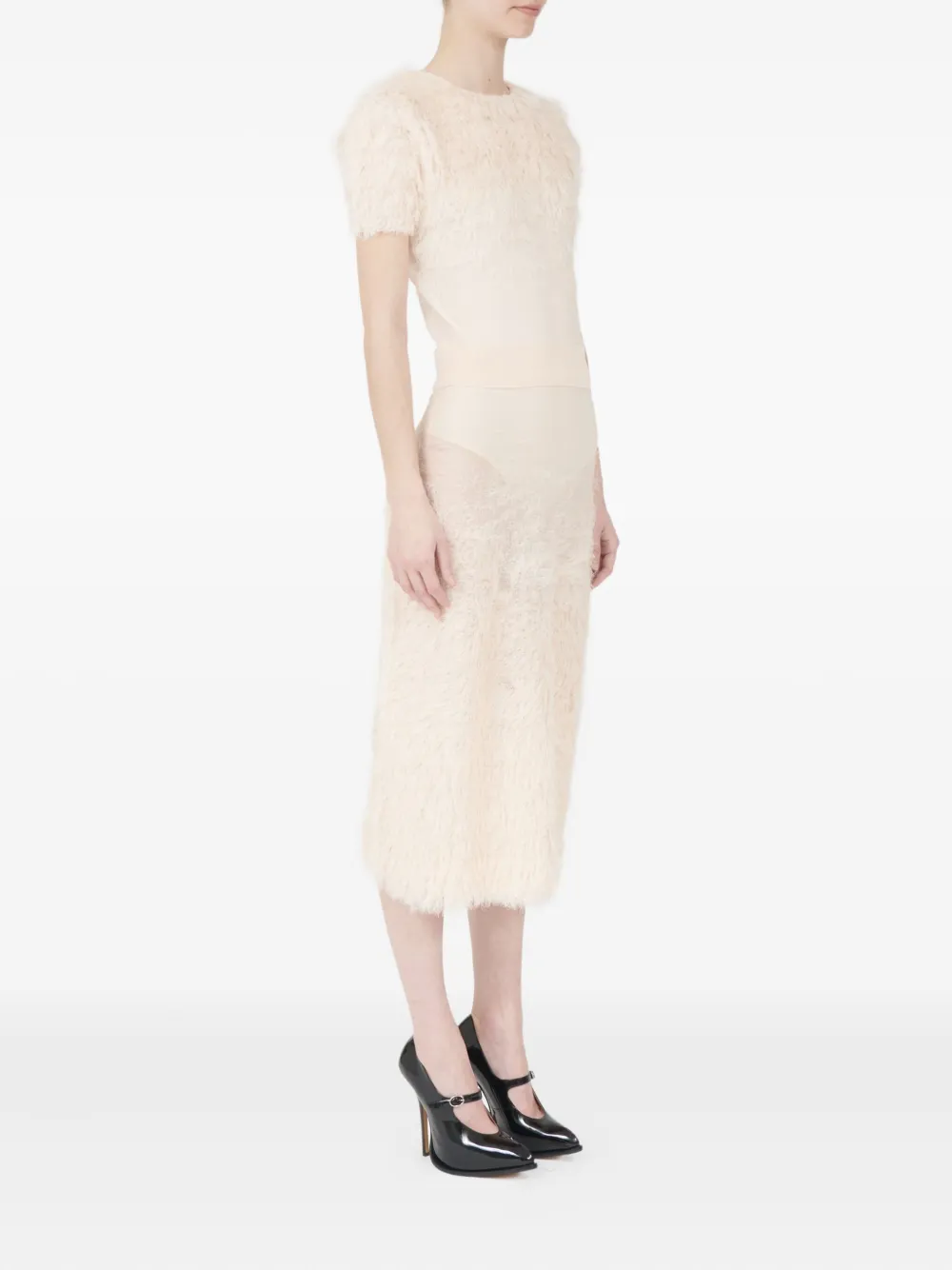 Maison Margiela fluffy crew-neck top Beige