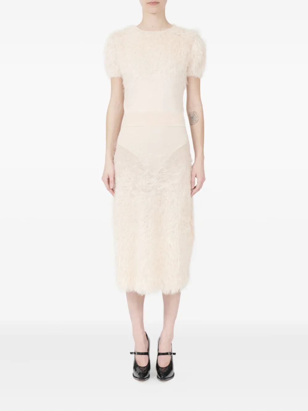 Maison Margiela fluffy crew-neck top Beige