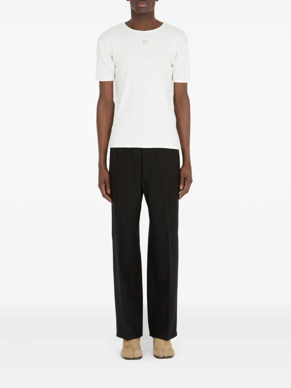 Maison Margiela Geribbeld T-shirt met ronde hals Wit