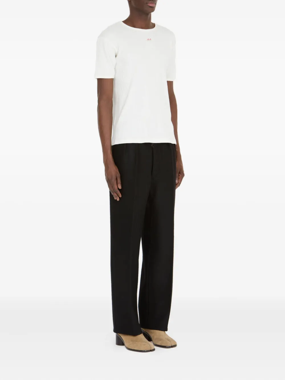Maison Margiela Geribbeld T-shirt met ronde hals Wit