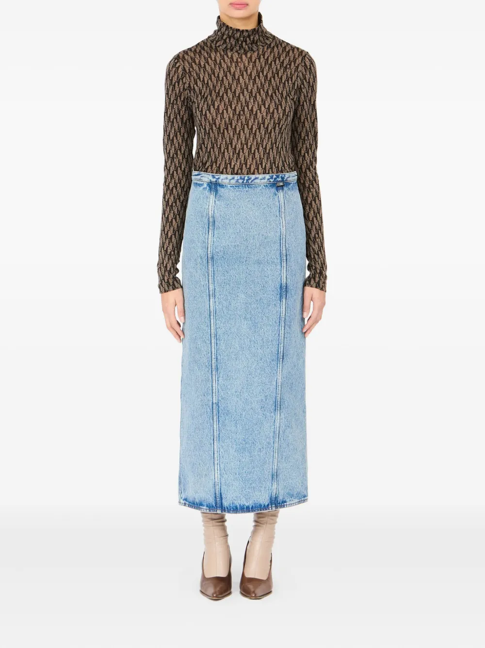 MM6 Maison Margiela Rok met denim vlakken - Blauw