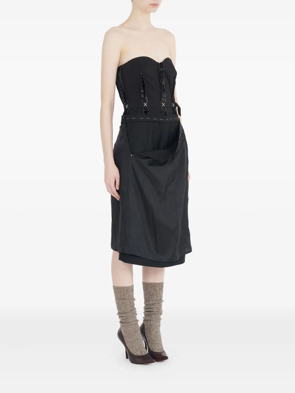 Maison Margiela Strapless midi-jurk Zwart