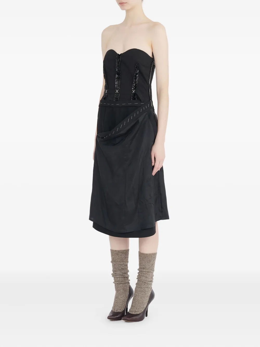 Maison Margiela Strapless midi-jurk Zwart