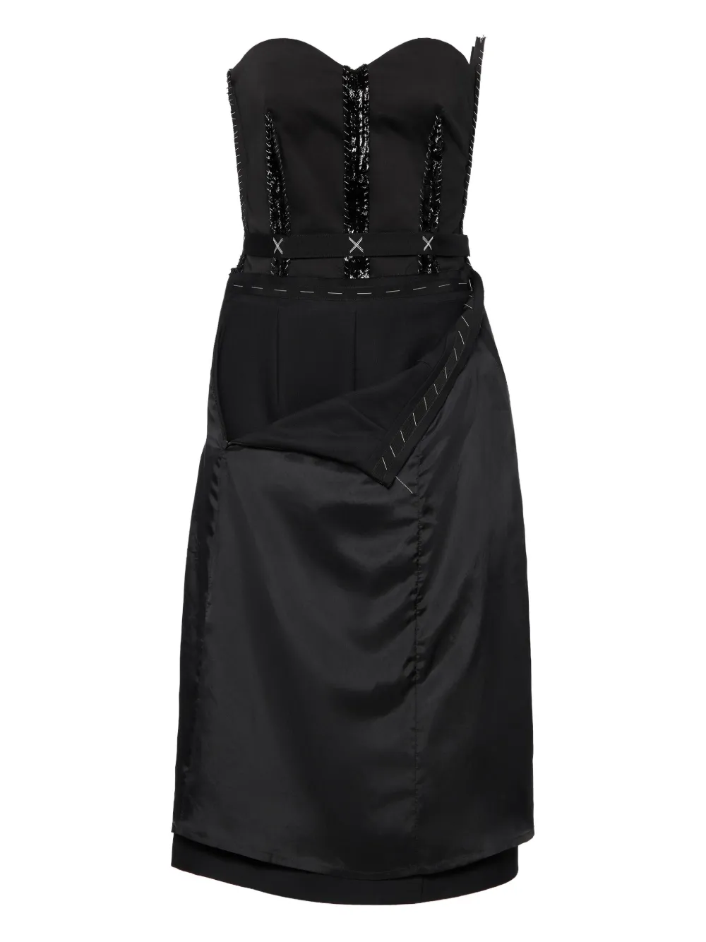 Maison Margiela Abito midi senza spalline - Nero