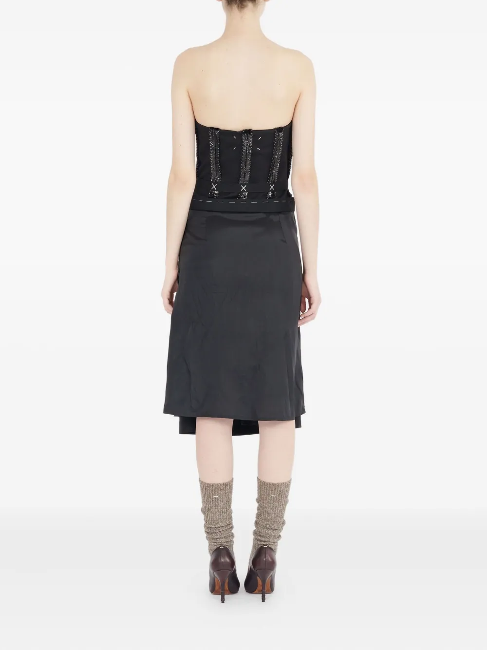 Maison Margiela Strapless midi-jurk Zwart
