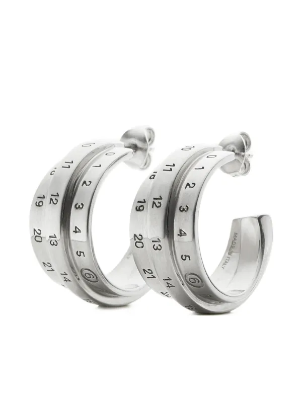 MM6 Maison Margiela Triple Number Hoop Earrings in Silver