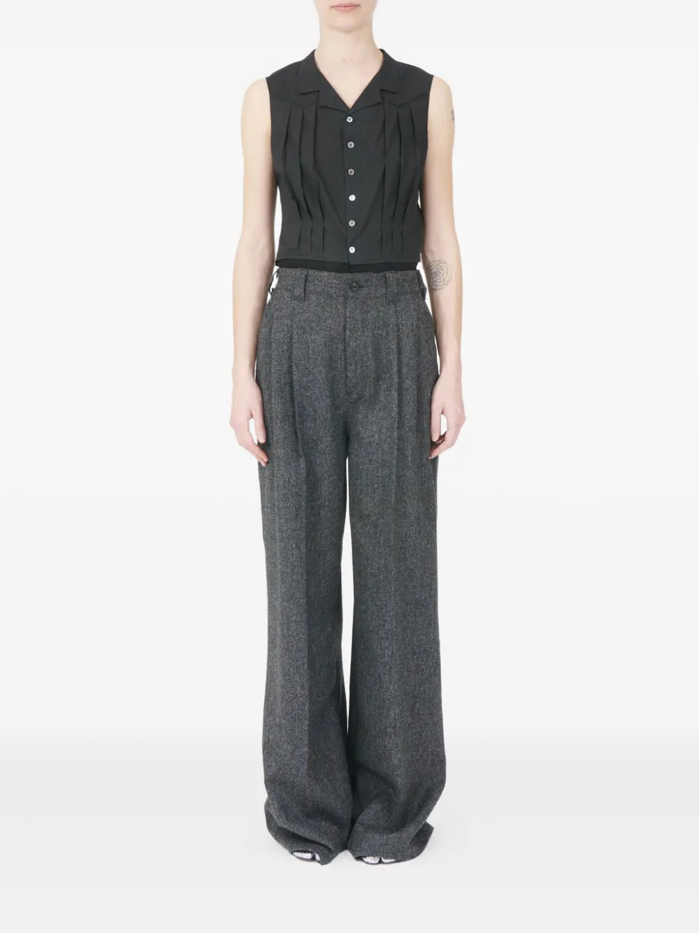 Maison Margiela pleated-front wool trousers Grijs