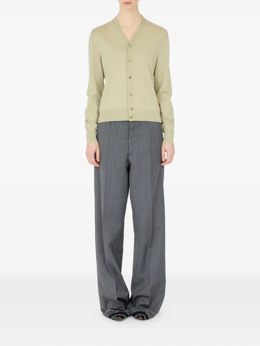 Maison Margiela Wool Cardigan In Green