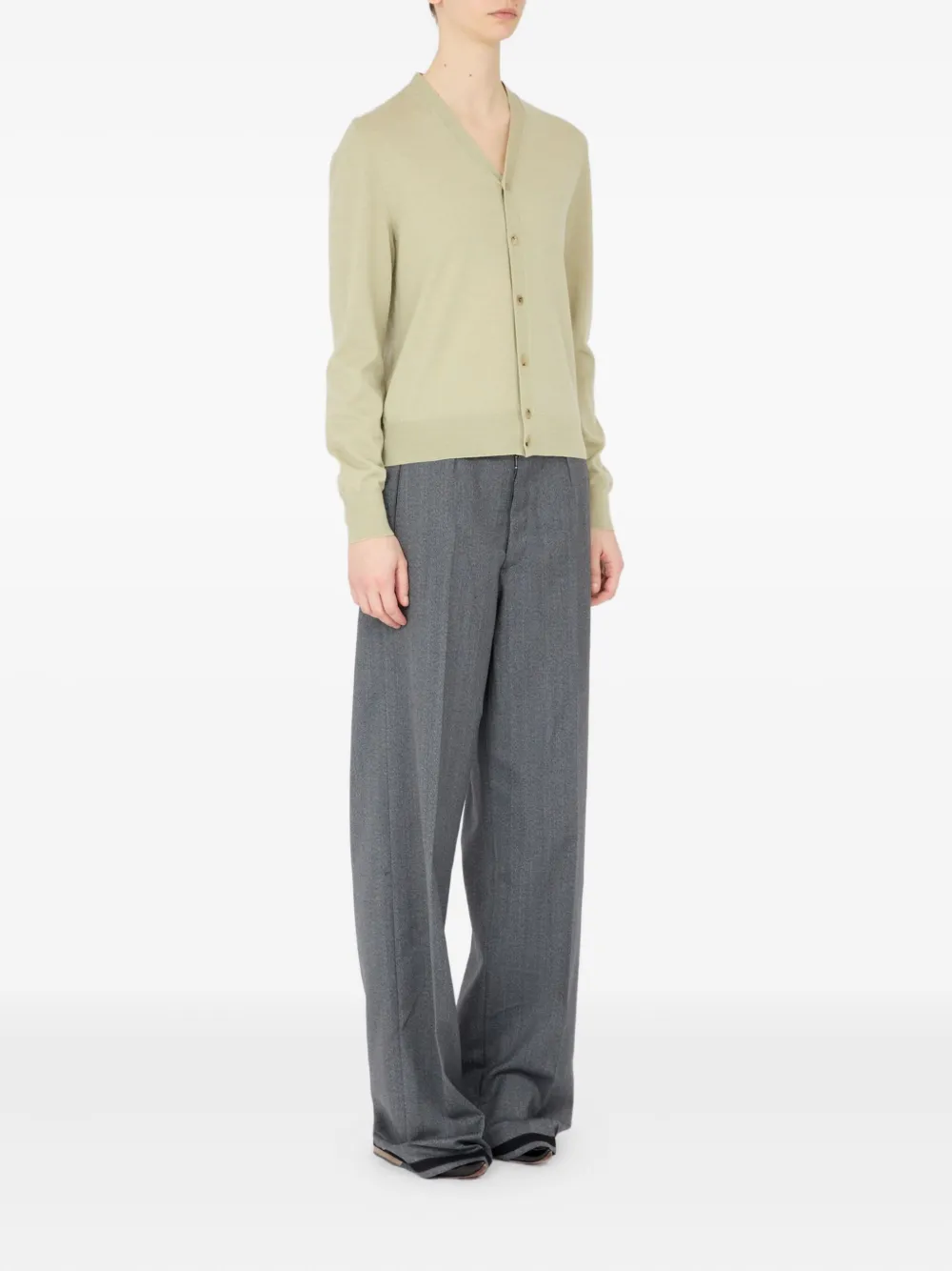 Maison Margiela Wool Cardigan In Green