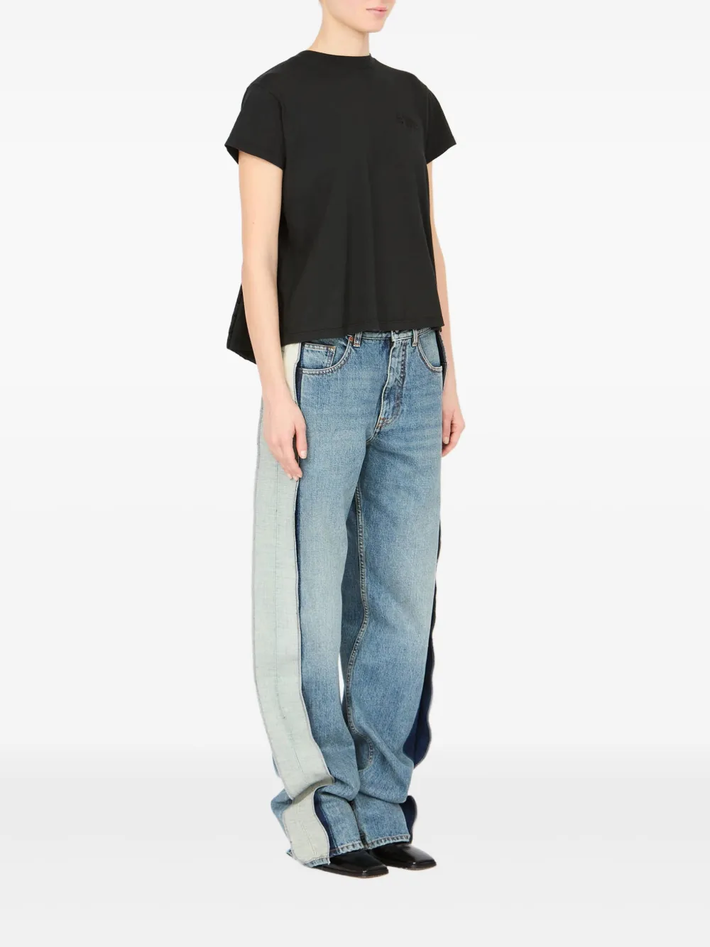 MM6 Maison Margiela Katoenen T-shirt met satijnen vlak Zwart