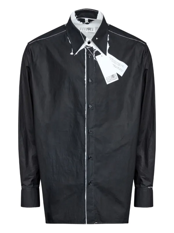 MM6 Maison MargielaコントラストステッチTシャツ MM6 Maison Margiela コントラストステッチ シャツ | ブラック