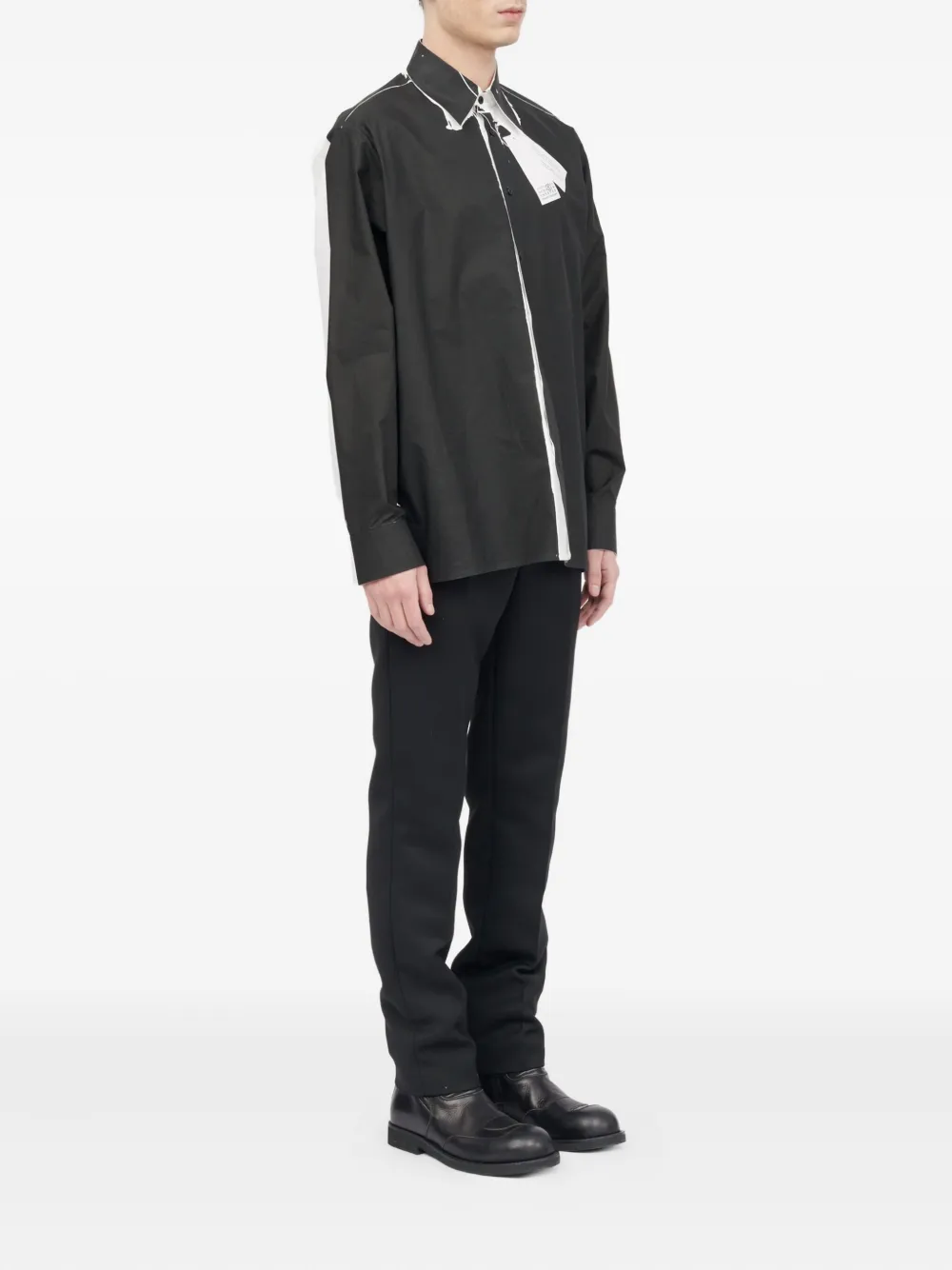 MM6 Maison Margiela Overhemd met contrasterend stiksel - Zwart