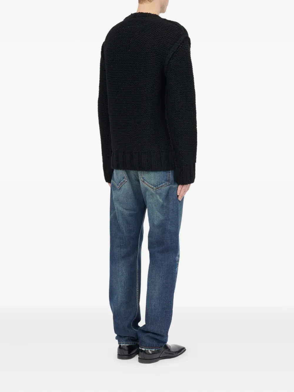 Mm6 Maison Margiela Textured Knit Sweater In Black