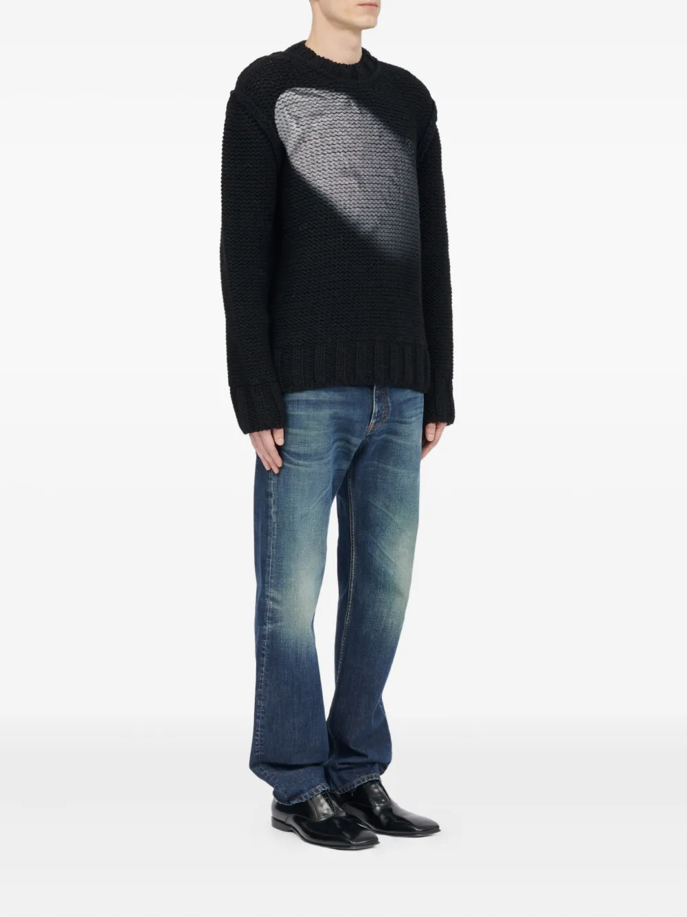 Mm6 Maison Margiela Textured Knit Sweater In Black