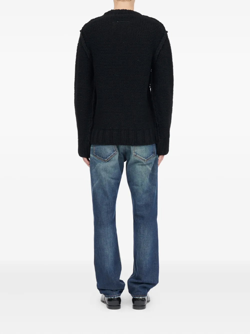 Mm6 Maison Margiela Textured Knit Sweater In Black