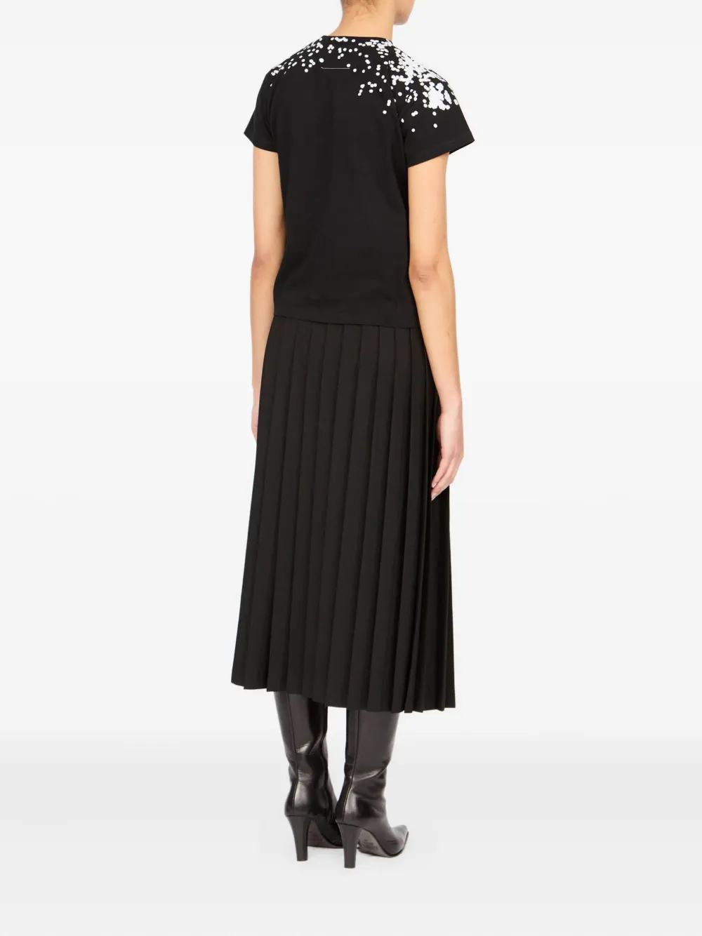 Mm6 Maison Margiela Printed Short-sleeve T-shirt In Black