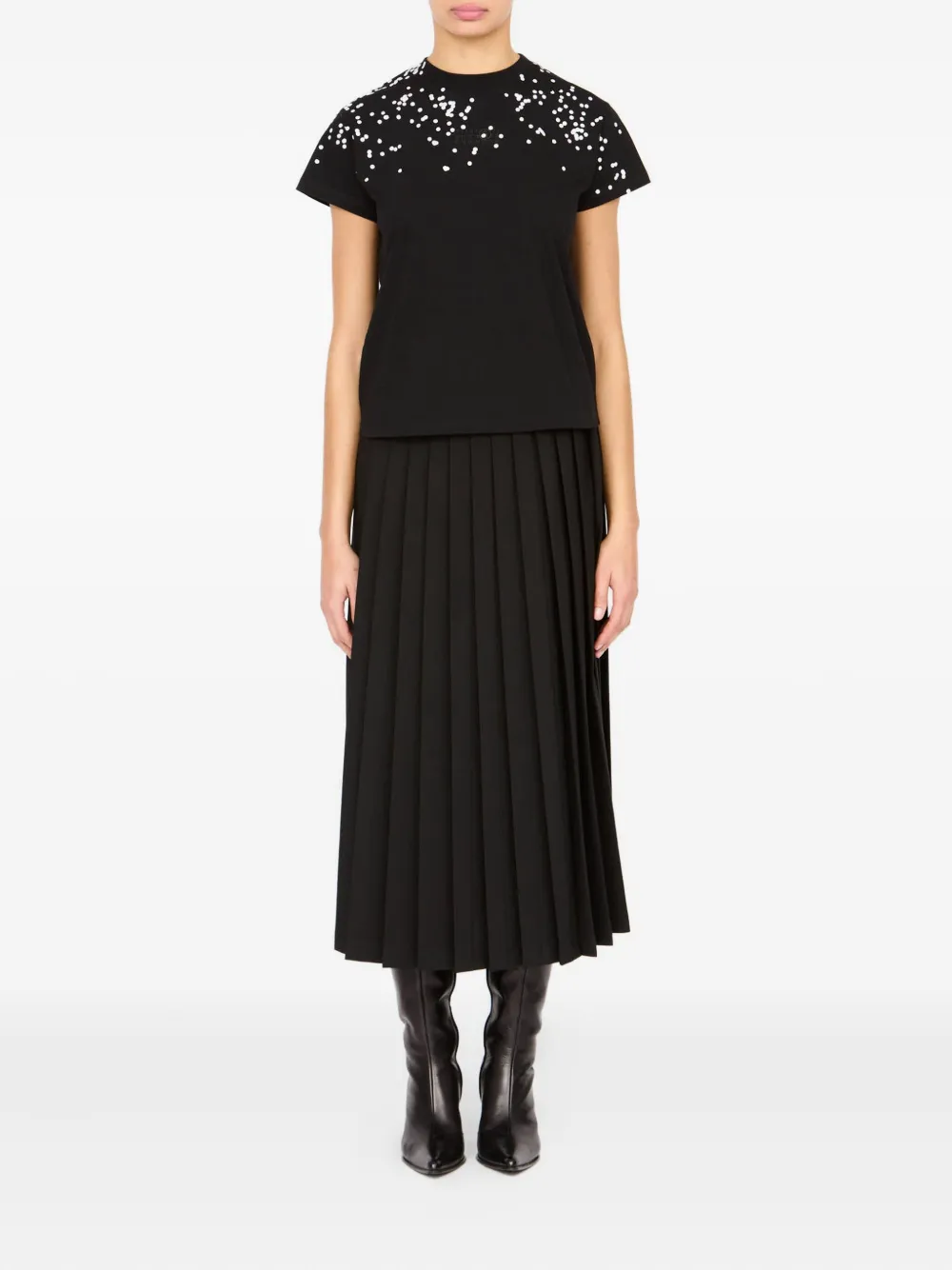 Mm6 Maison Margiela Printed Short-sleeve T-shirt In Black