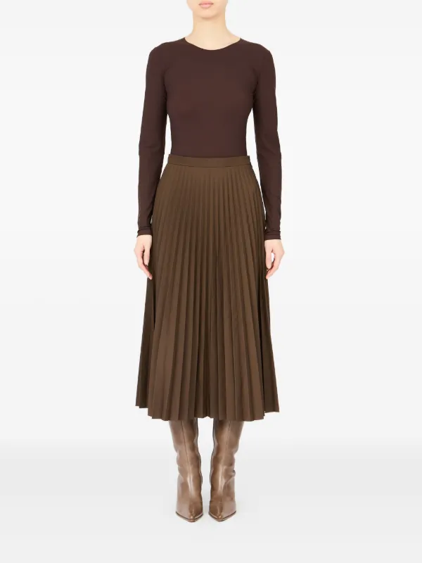 MM6 Maison Margiela Aライン プリーツスカート | ブラウン