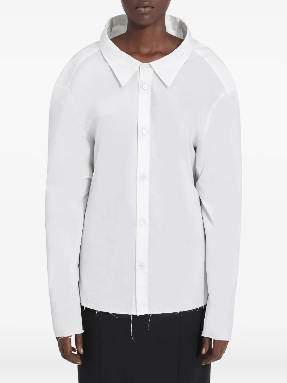 Mm6 Maison Margiela Boxy White Shirt With Avant-garde Extended Panel In White
