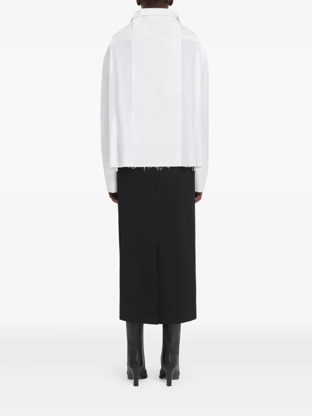 Mm6 Maison Margiela Boxy White Shirt With Avant-garde Extended Panel In White