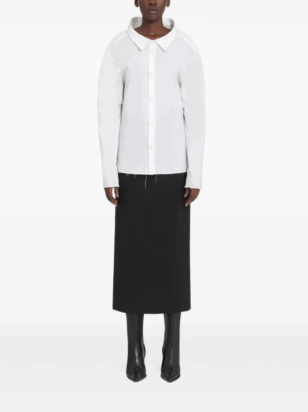 MM6 Maison Margiela Blouse met oversized kraag en franje - Wit