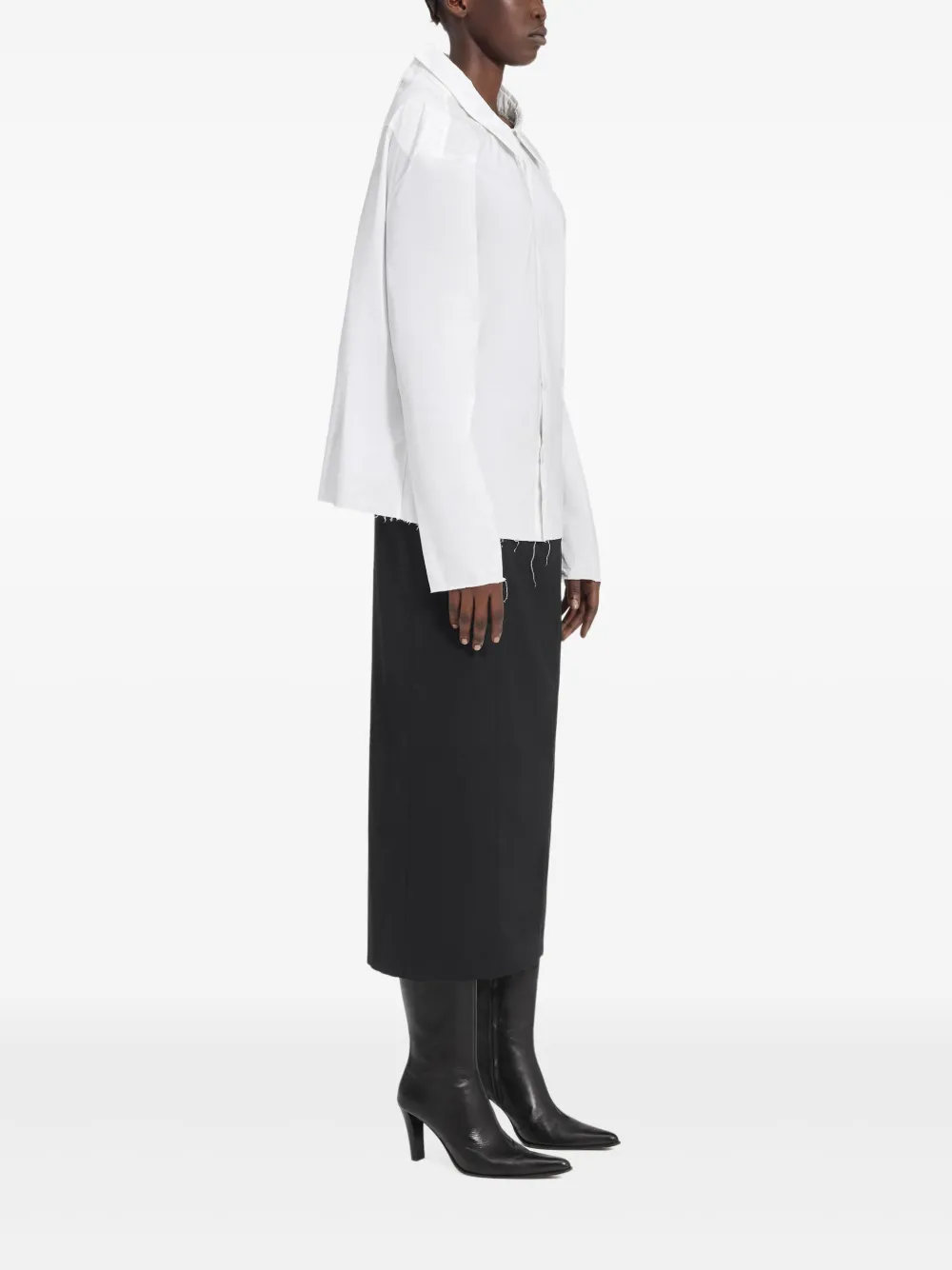 Mm6 Maison Margiela Boxy White Shirt With Avant-garde Extended Panel In White