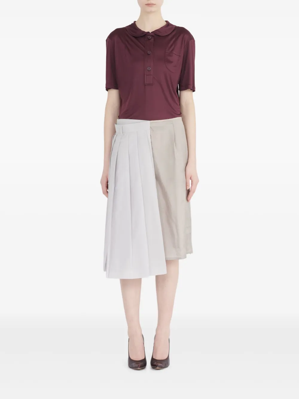 Maison Margiela Pleated Midi Skirt In Neutral